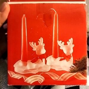Frosted Glass Reindeer Christmas Candle Holders